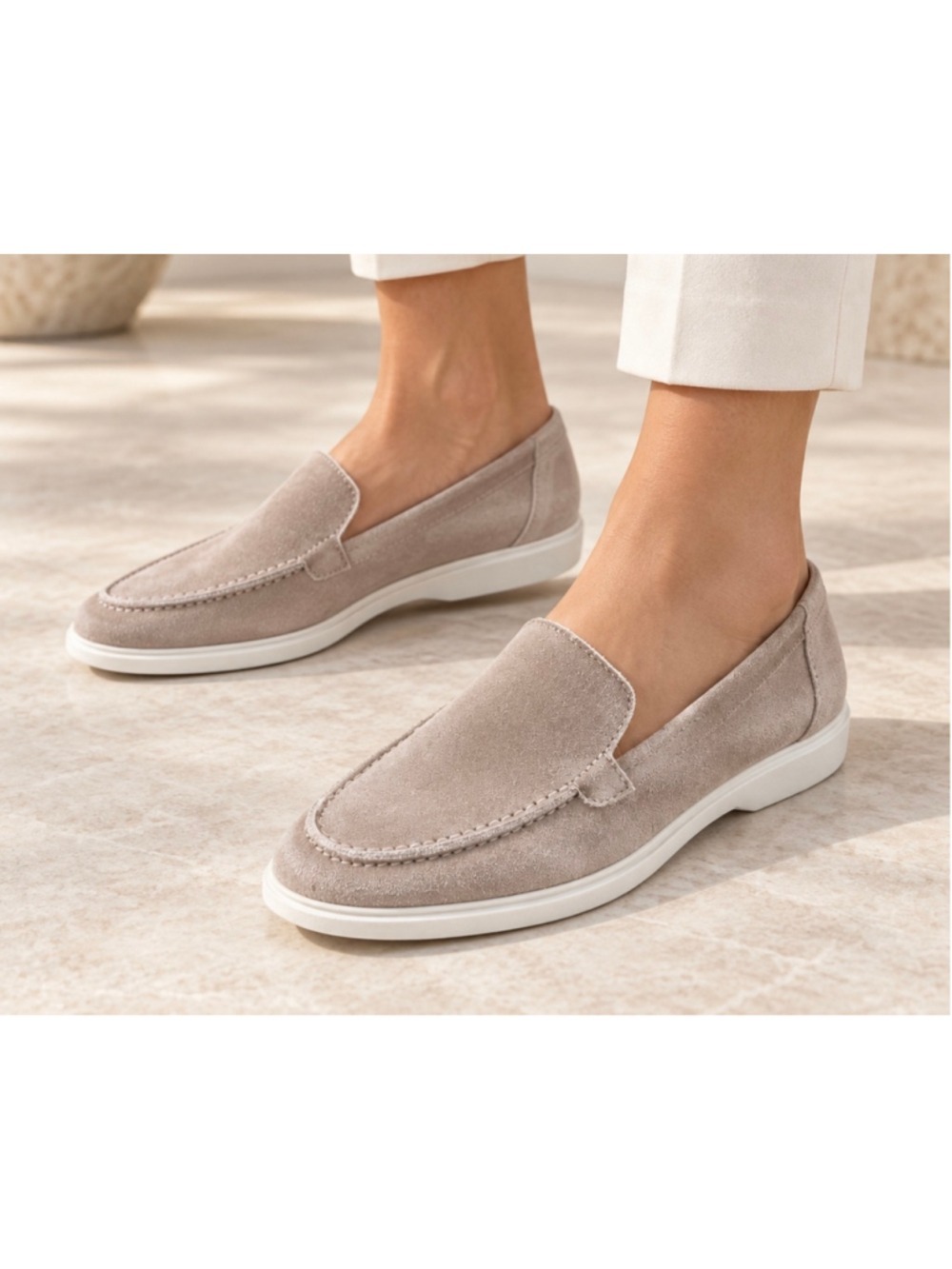 Women's Pedro Garcia Suede Loafers, Beige, Size 9/39.5